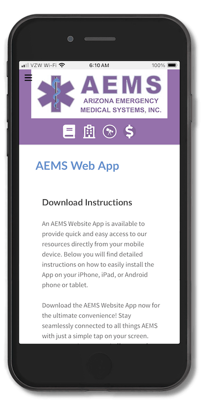Installing AEMS Progressive Web App on iPhone - Step 1